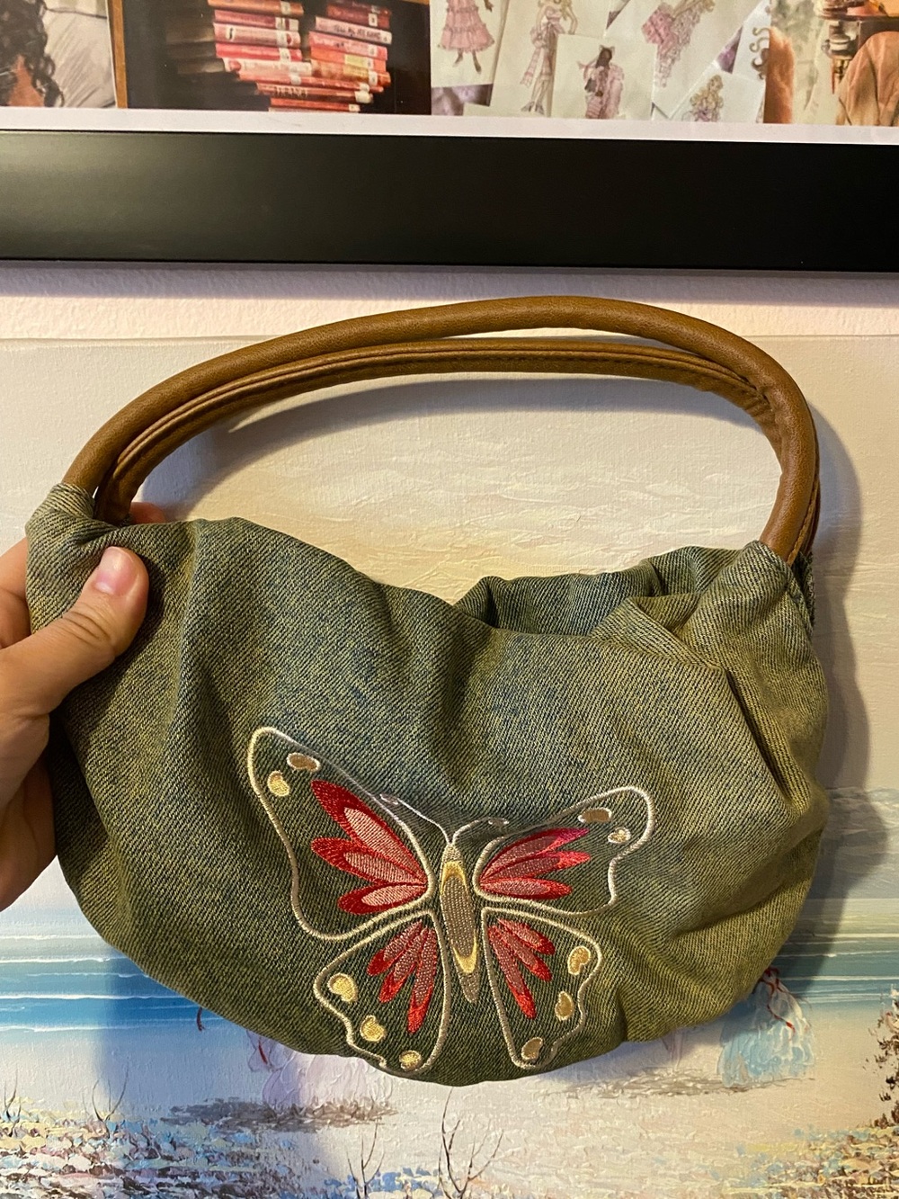 y2k butterfly shoulder bag 🦋 green mini purse earthy aesthetic